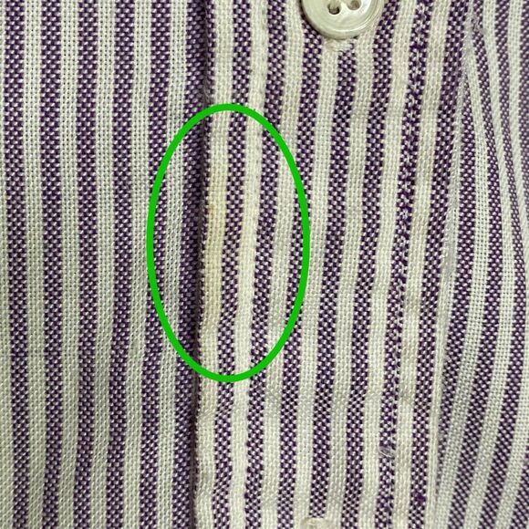 Vtg Lands End Shirt Womens 12 Purple White Striped Short Sleeve Button Down USA - Picture 7 of 10